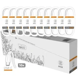 TECBASIK Pack 10 Cables USB 2.0 TEC2953, USB Macho a USB Tipo-C Macho, 1 Metro, Blanco